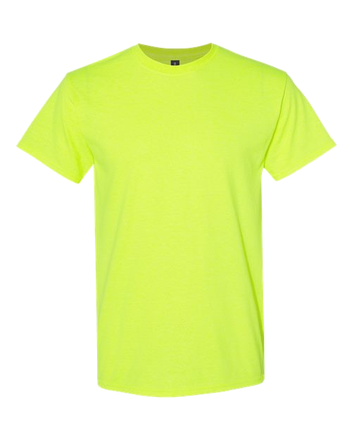 Custom printed safety green hi-vis short sleeve t-shirt for construction crews