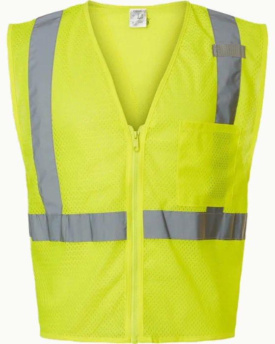 Custom printed safety green mesh safety vest with reflective tape for Las Vegas construction crews