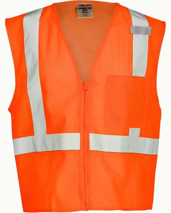 Custom printed safety orange mesh safety vest with reflective tape for Las Vegas construction crews