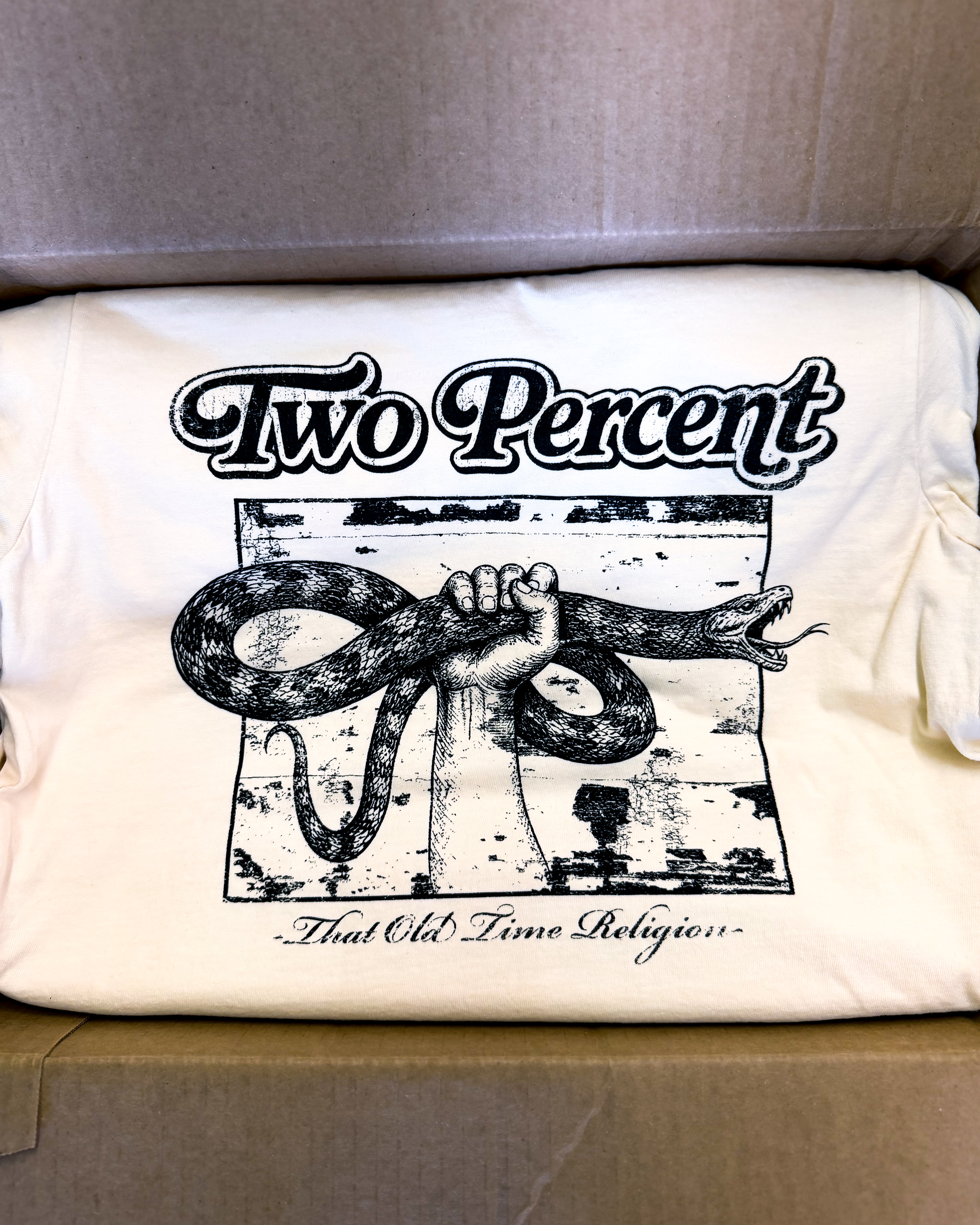 Two Percent custom printed apparel detail